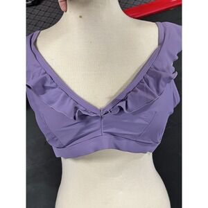 Time And Tru Women‎ Purple Ruffle Neckline Swim Top Only - XL